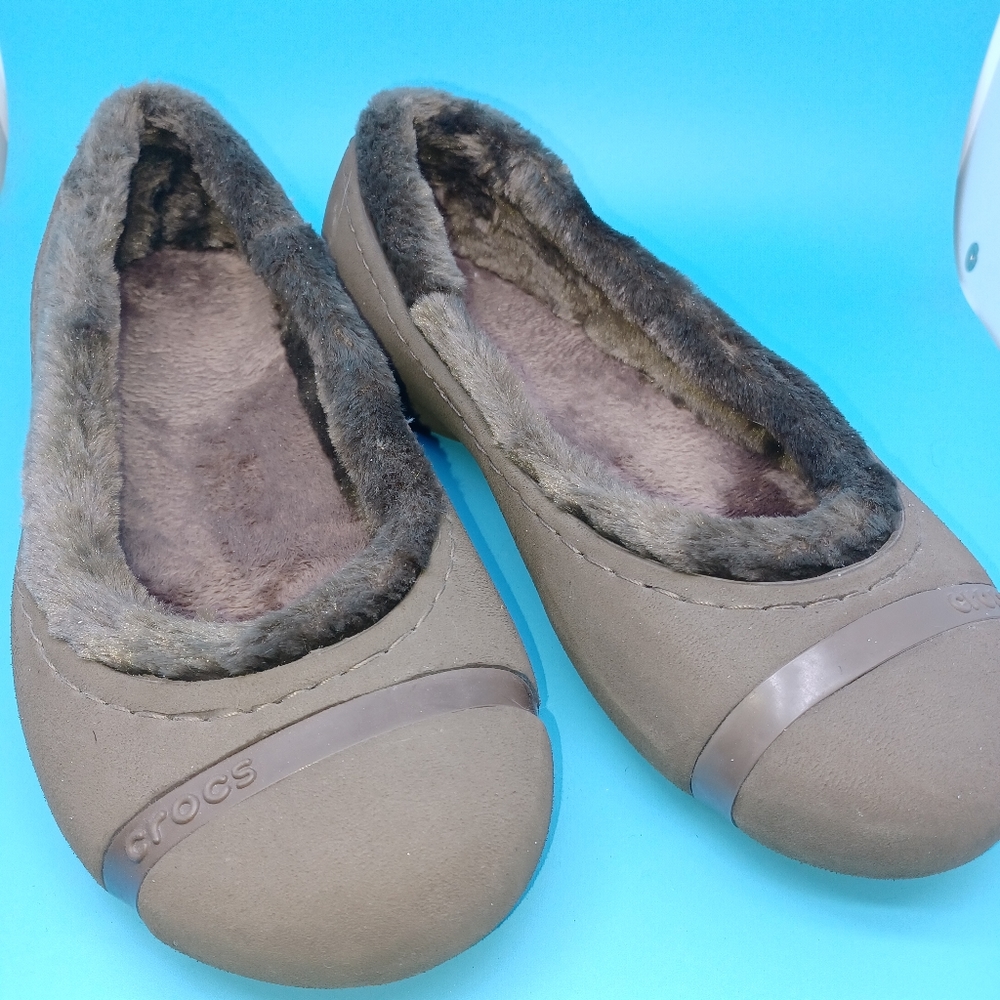 Crocs Nanook Faux Fur Lined Ballet Flats Women Size 6